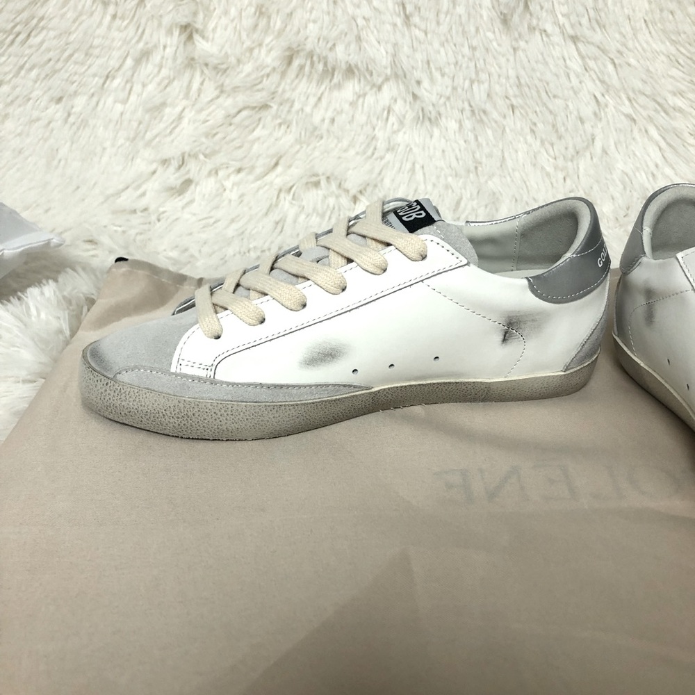 Golden Goose Women's Beige and Gold Glitter Star Sneakers - Picture 3 of 5
